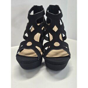 Marco Republic, Woman's Size 10 Black‎ Nubuck, "Peru" Platform Wedge Heels